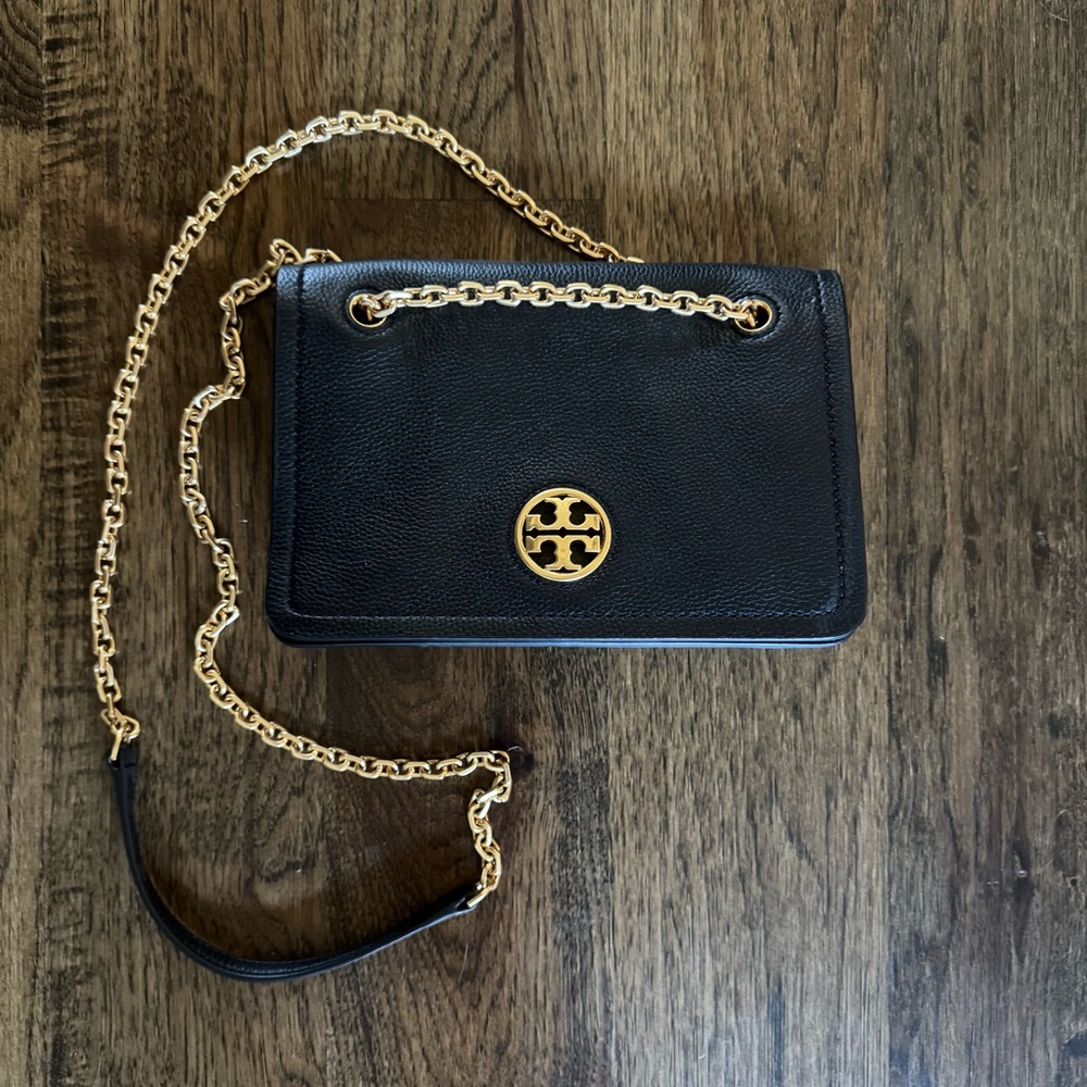Tory Burch Black Crossbody Bag with Gold Chain